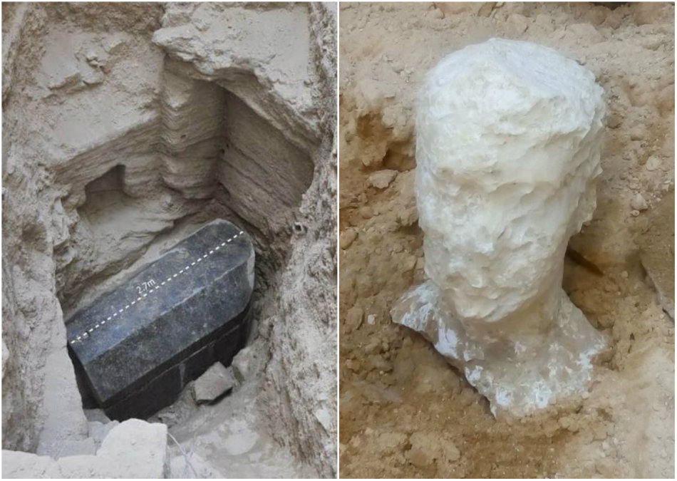 Un sarcofag negru urias a fost descoperit in Egipt