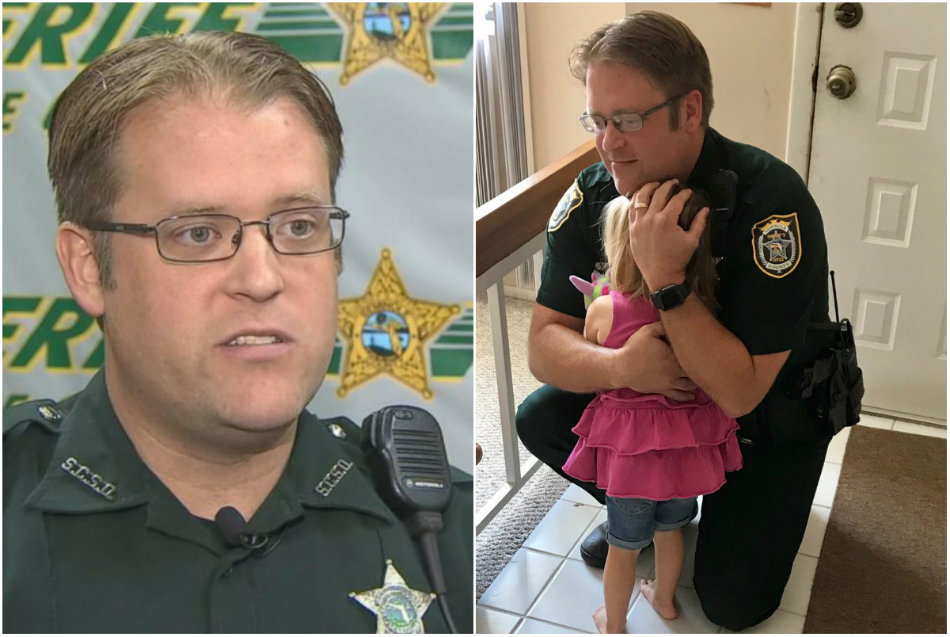 Politistul a salvat o fetita uitata in masina de catre mama ei!