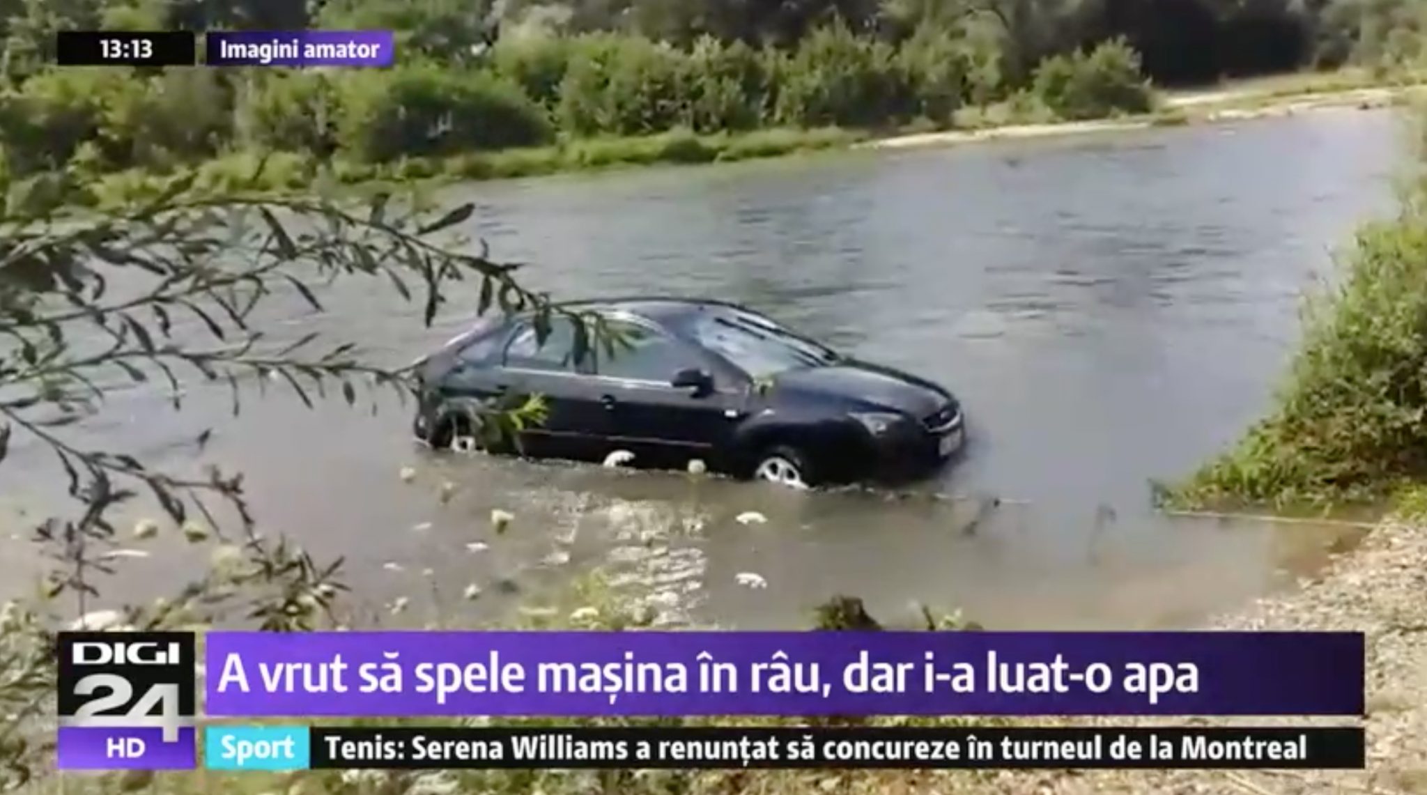 S-a dus sa-si spele masina in raul Arges si aproape i-a luat-o apa