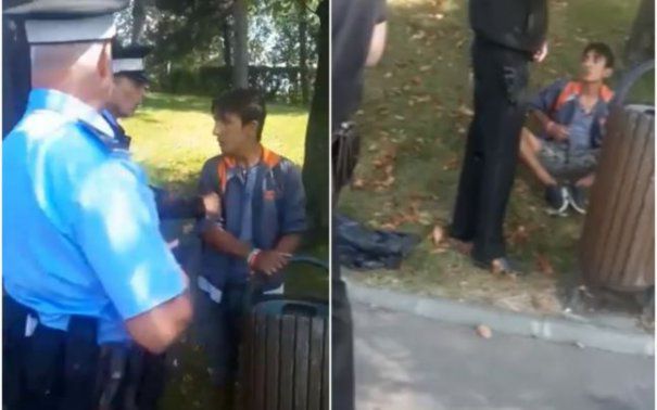 Copil batut crunt de un politist pentru ca a pescuit in parc. VIDEO