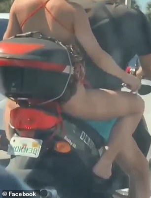 O femeie s-a ras pe picioare in timp ce era pe motor! (1)