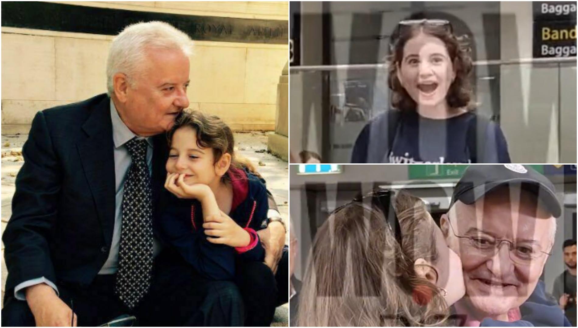 Irinel Columbeanu și fiica lui, revedere emoționantă în aeroport. Irinuca s-a întors în România pentru prima dată în 6 ani